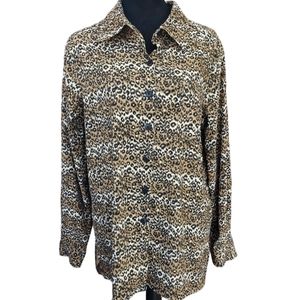 Denim & Co Leopard Print Shirt, Women's size L